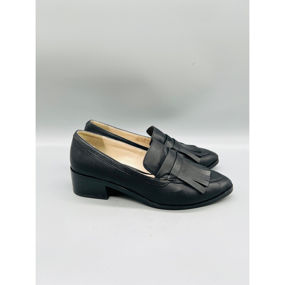 Cole Haan Shoes Womens 6 Black Leather Grand OS Kiltie Fringe Loafers Block Heel
